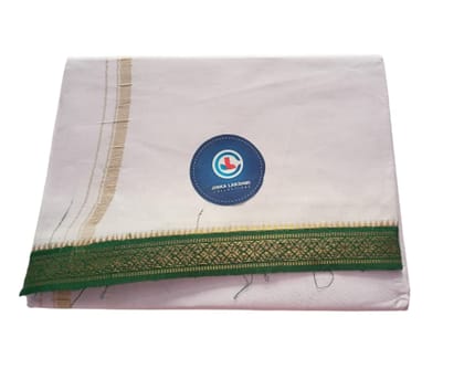 JINKA LAKSHMI COLLECTIONS White Dhoti With Borders Up and Down 4 Meters Unstitched Pack of 1 (Multicolor-3)