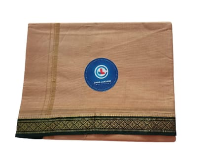 JINKA LAKSHMI COLLECTIONS 100% Pure Cotton Biege Color Dhoti With Zari 4 Meters Unstitched Pack of 1 (Multicolor-02)