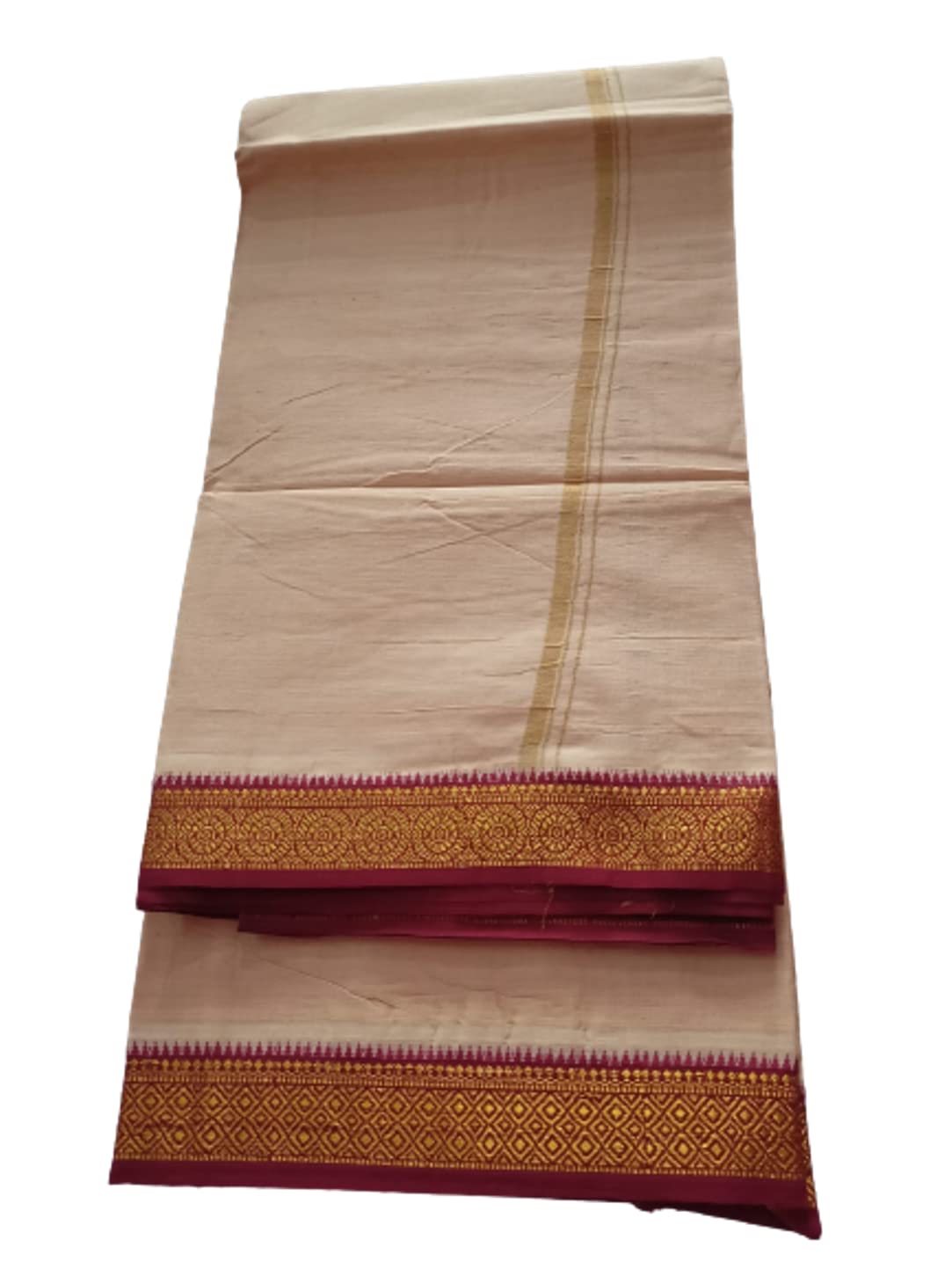 Jinka Lakshmi Collections 100% Handloom Cotton Dhoti With Big Borders Up and Down 4 Meters Unstitched Pack of 2 (Multicolor-4)