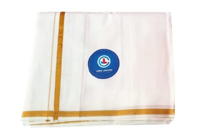 Jinka Lakshmi Collections Handloom Cotton White Dhoti 4 Meters Unstitched Pack of 2 (Multicolor-1)