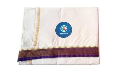 Jinka Lakshmi Collections Combo White Cotton Dhoti With Big Borders 4 Meters Unstitched Pack of 2 (Multicolor-9)