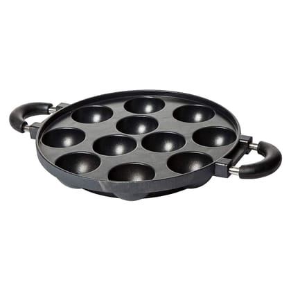 Aluminium 11 Rounds Panniyarkal Pan (Black)