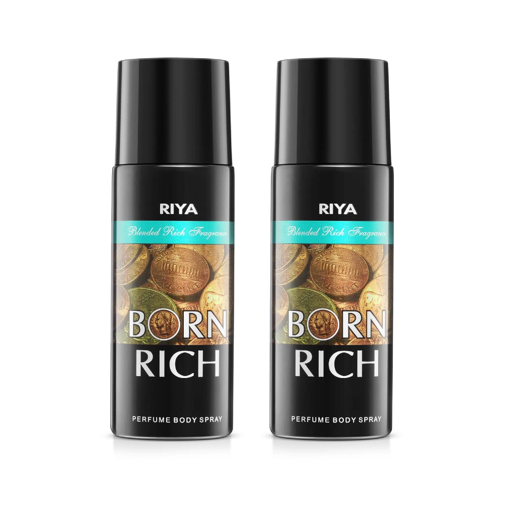 Riya Born Rich Body Spray Deodorant For Men's Pack Of 2 150 Ml Each