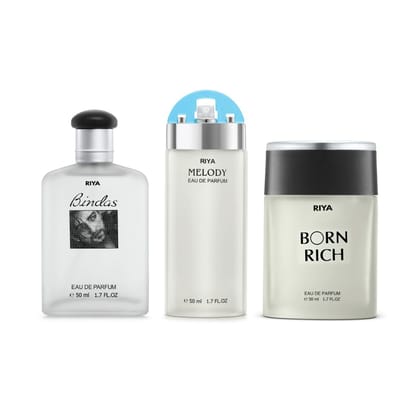 Riya Bindas & Melody Sea Green & Born Rich Eau De Perfume Pack Of 3 50 ML Each For Unisex