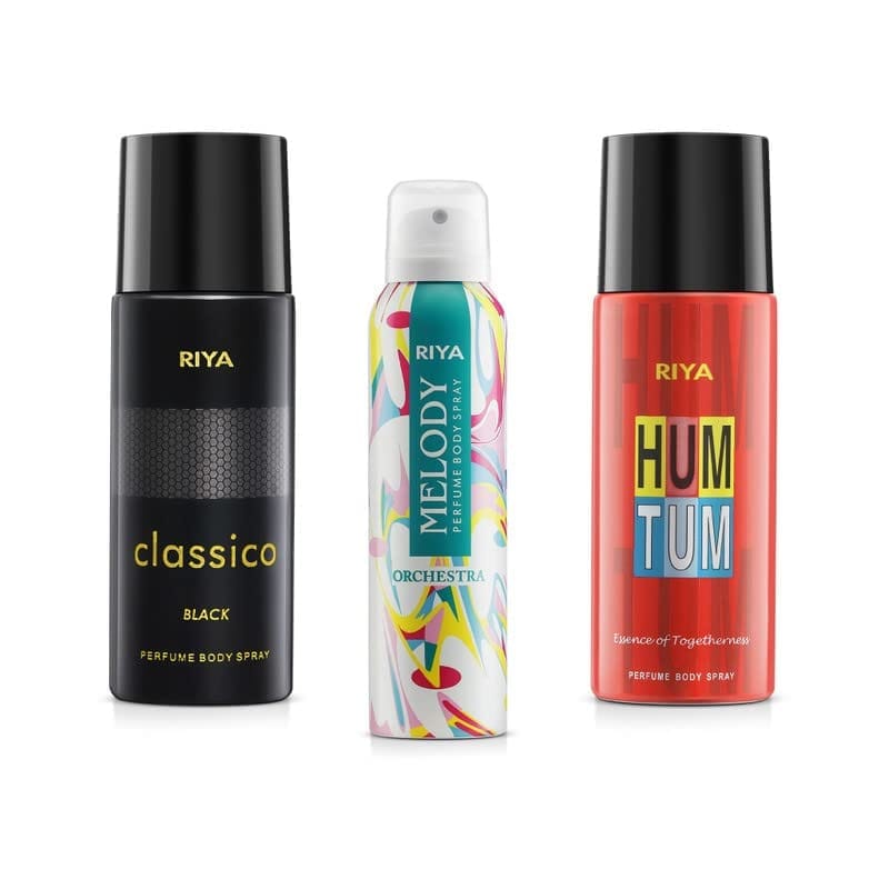 Riya Classico And Melody Orchestra And Hum Tum Body Spray Deodorant For Unisex Pack Of 3