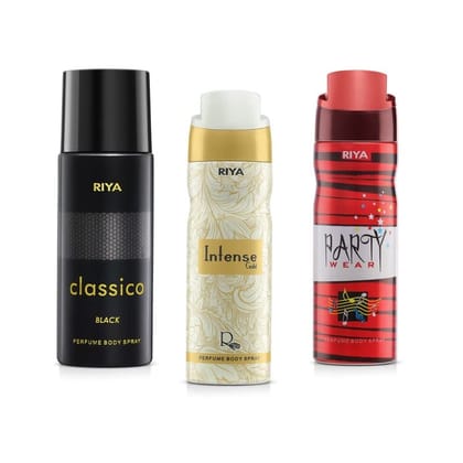 Riya Classico And Women And Intense Gold Body Spray Deodorant For Unisex Pack Of 3