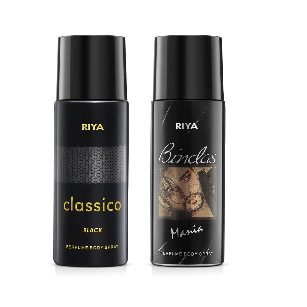 Riya Classico And Bindas Body Spray Deodorant For Man Pack Of 2 150 Ml Each