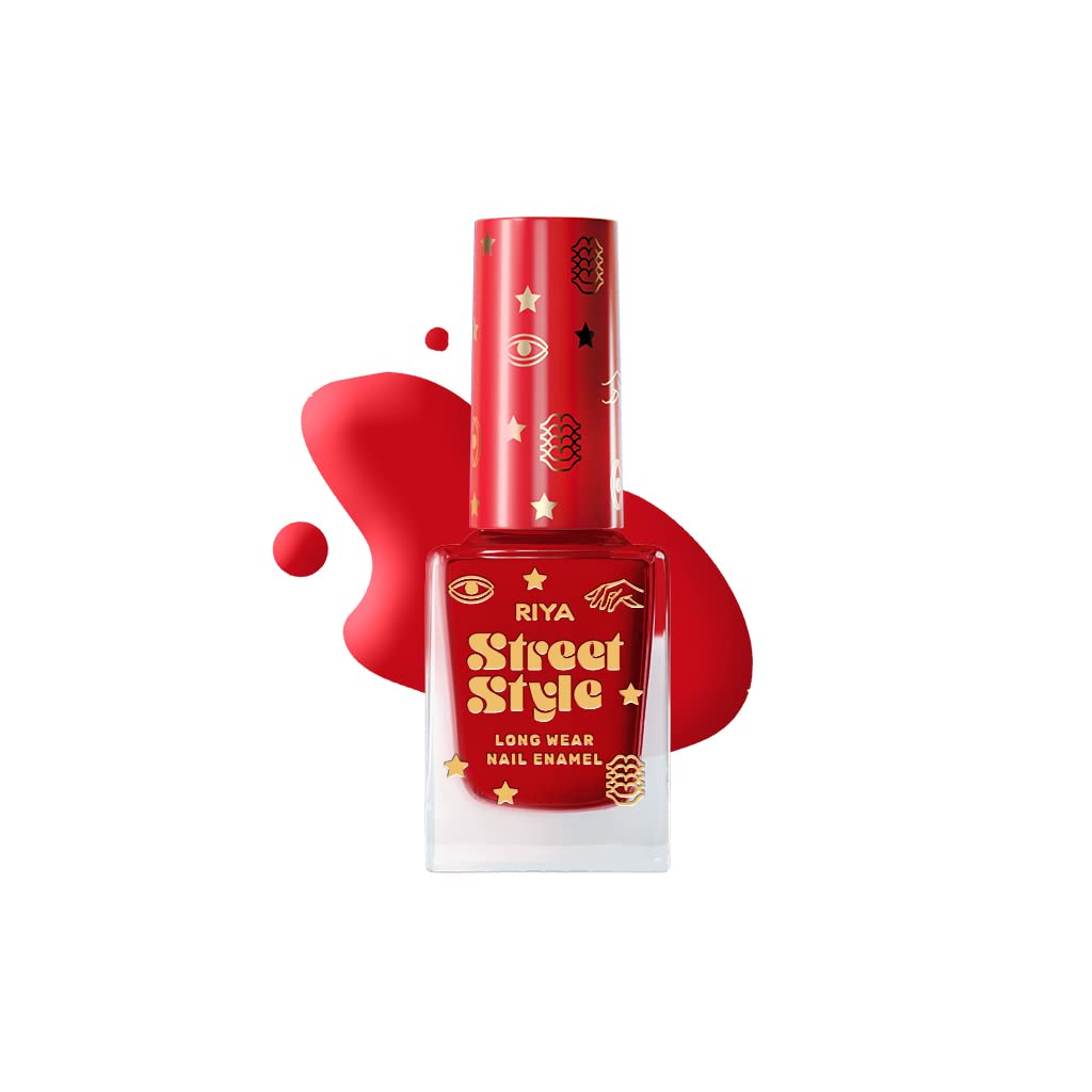 Street Style Long Wear, Quick Drying, Glossy Finish, 7-Free Formula, Nail Enamel, 100% Vegan & Cruelty Free, Shade SS 114, Red Blast,12 ML