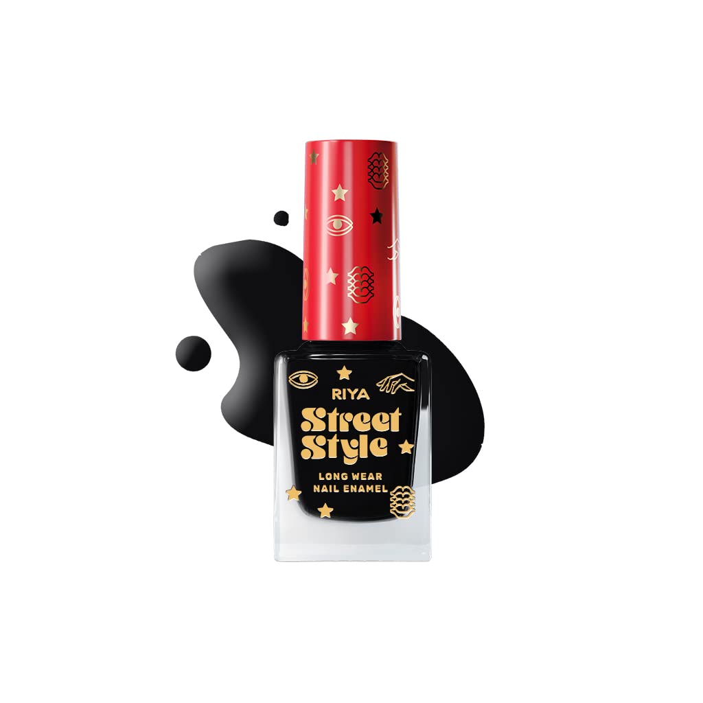 Street Style Long Wear, Quick Drying, Glossy Finish, 7-Free Formula, Nail Enamel, 100% Vegan & Cruelty Free, Shade SS 127, My Black,12 ML