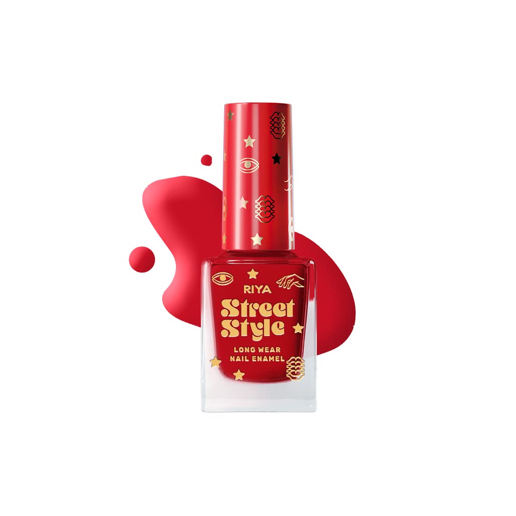 Street Style Long Wear, Quick Drying, Glossy Finish, 7-Free Formula, Nail Enamel, 100% Vegan & Cruelty Free, Shade SS 111, Ruby Red,12 ML