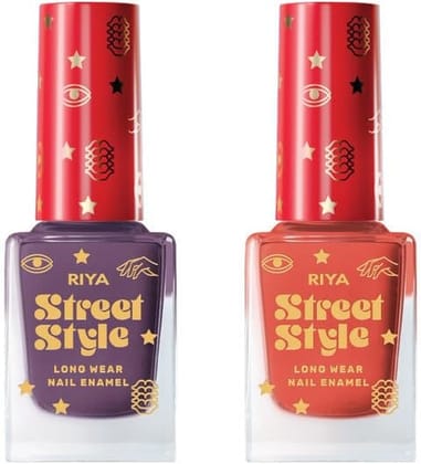 Long Wear Nail Enamel12 ML Each Pack Coral Sunset & Plum Effect