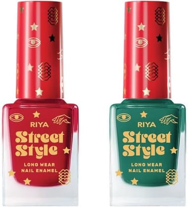 Long Wear Nail Enamel 12 ML Each Pack Really Red & Dark Sky Side