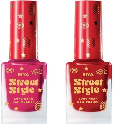 Long Wear Nail Enamel 12 ML Each Pack Cherry Red & Rose Wood