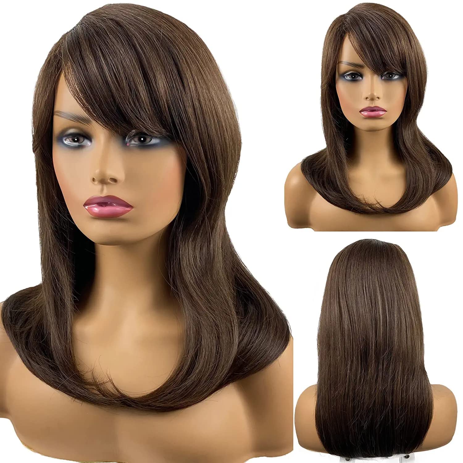 Akashkrishna Hair Wig For Girls Charming Shoulder length Straight Wigs for Women Daily Use Natural and Healthy 20" Brown