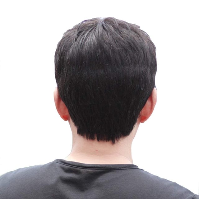 Akashkrishna Fashion Men Full Head Wig, Mens Male Fashion Short, Natural  Black Right Side Part Wig