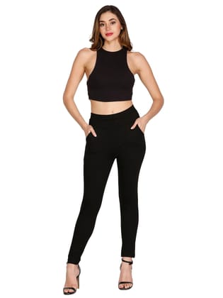 Glossia Fashion's Black Formal Slim Fit Ankle Length Jeggings for Women- 82609