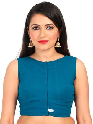 Sleeveless Cotton blouse, Peacock Blue