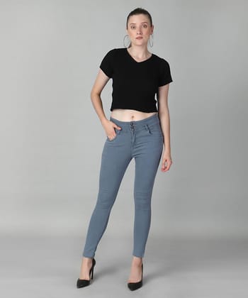 Grey Broadbelt High Rise Skinny Ankle Jeans-1089