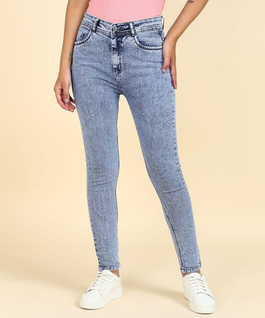 Buy Blue High Rise Slim Fit Skinny Frayed Hem Jeans- 5105 - 34