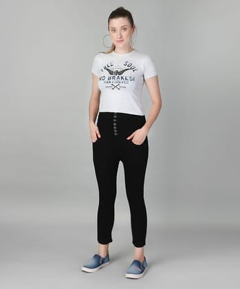 Black Broadbelt High Rise Skinny Ankle Jeans- 1085