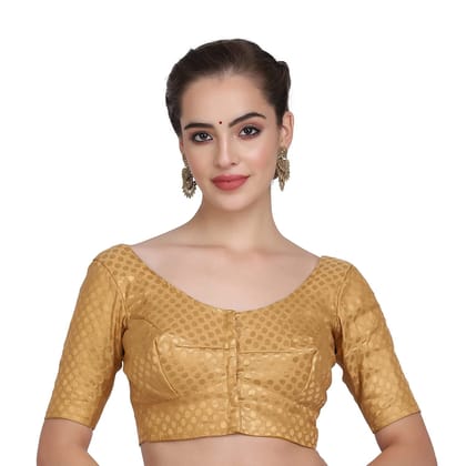 Brocade Dot Stitched Saree Blouse with Short Sleeves