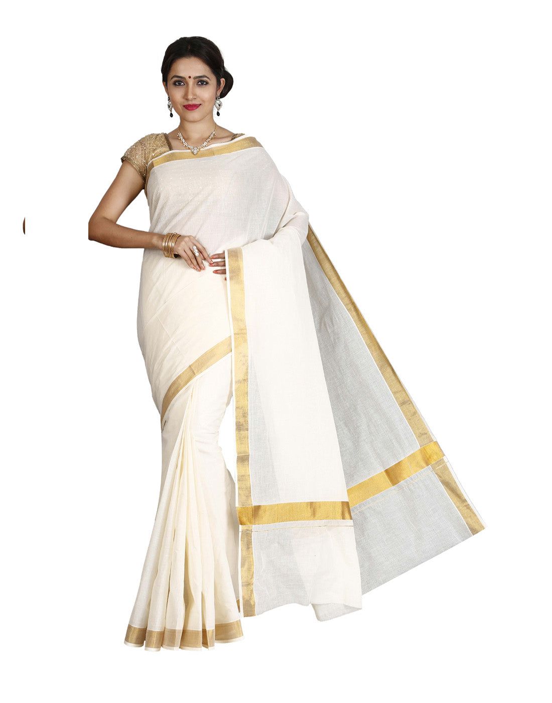 Kerala Kasavu Plain Saree