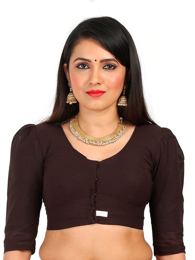 Cotton Puff Sleeve blouse, Brown