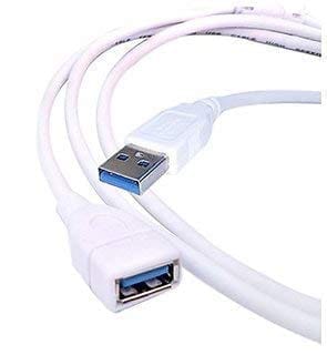 1.5 Meter USB Extension Cable USB to USB 3.0 Data Transfer Cord Male to Female Extension USB Cable for Printer, Scanner (Extend USB Port, White)