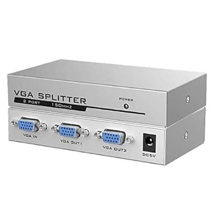 2 Port VGA Splitter Sharing Switch Box 150MHz 1 Input 2 Output VGA Switcher 1 PC to 2 Monitors SVGA/XGA Video Distributor Converter 1920X1440 (VGA Splitter 1 in 2 Out)