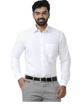 Mens Cotton White Shirt Full Sleeves