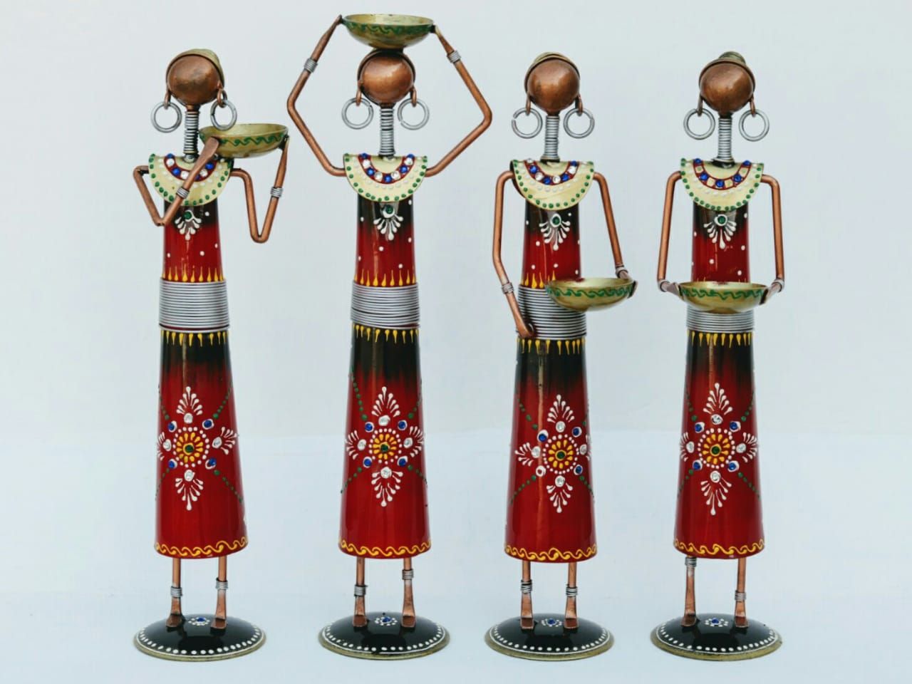 Navika Craft Iron Village Lady Showpiece Ladies Doll Figurine Statue Decorative Items Show Pieces for Home Decor Stylish Living Room Decorative Showpiece