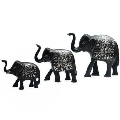 Bidri Work Elephant Family Three Piece Set   (1TMTDCOKA08474)