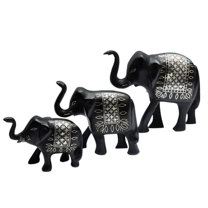 Bidri Work Elephant Family Three Piece Set 1 (1TMTDCOKA08475)