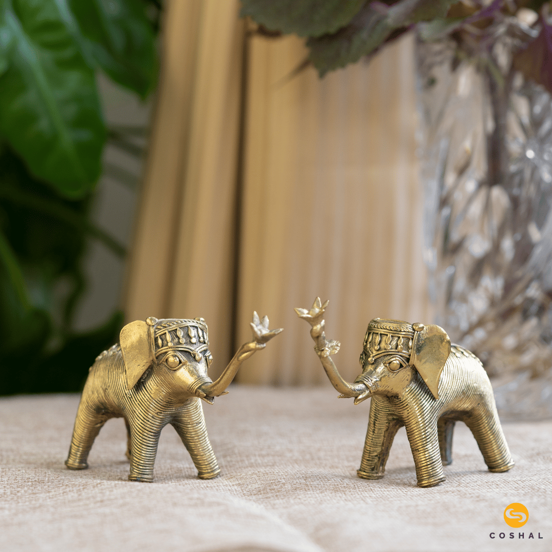 Elephant | Dhokra Brass Decor | Best for table tops |  Bastar Dhokra Art | Room Decor | Coshal | CD05