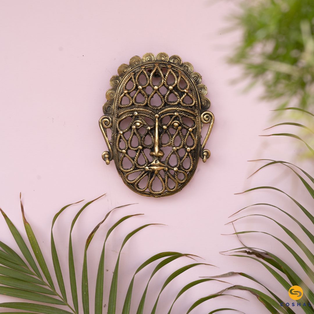 Metal Mask | Dhokra Brass Decor | Best for wall hanging | Coshal | CD18