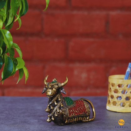 Nandi Bull | Dhokra auspicious Art | Best for Table Tops |  Bastar Dhokra Art | Room Decor | Coshal | CD24