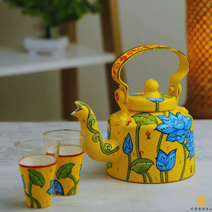 Kettle with 2 glasses | Pattachitra | Best for table decor | Coshal | OD20