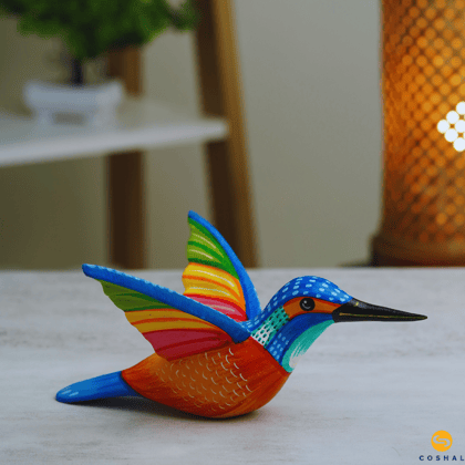 Multicolour Kingfisher bird | Pattachitra | Best for table decor | Coshal | OD70