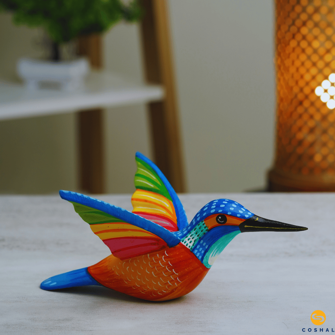 Multicolour Kingfisher bird | Pattachitra | Best for table decor | Coshal | OD70