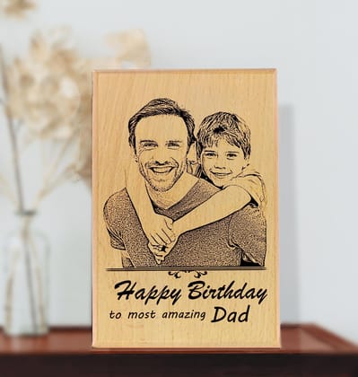 Achchha Gift Personalized Birthday Gift for father Photo Frame- Personalised Laser engraved Wooden Frame | Customised Gift Items for Father