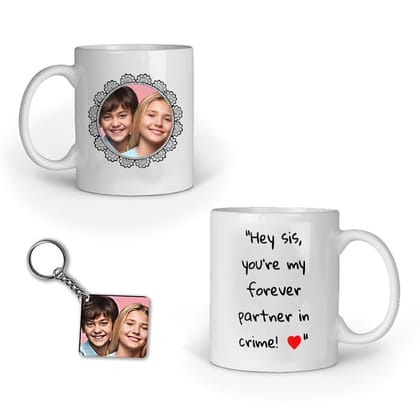 Achchha Gift Best Sister Personalized Coffee Mug with Keychain Combo for Rakshabandhan Gift, Rakhi Gift for Sister