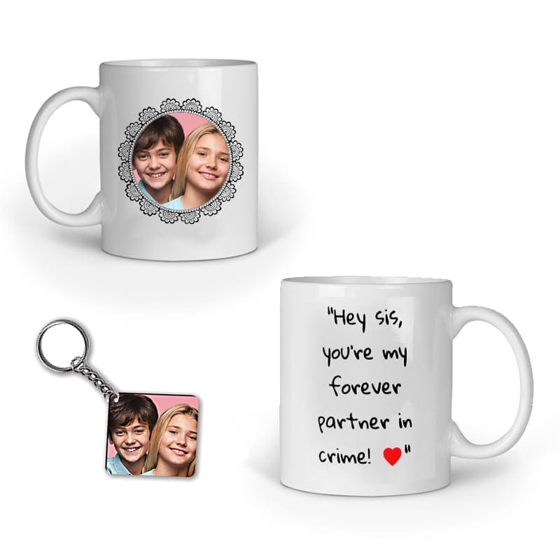 Achchha Gift Best Sister Personalized Coffee Mug with Keychain Combo for Rakshabandhan Gift, Rakhi Gift for Sister