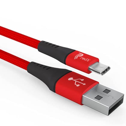 rodX 4A Type C Fast Charging Cable ,Tangle Free Tinned Copper 4 Core Quality Nylon Braided with Al Housing Cable With 480mbps Data transmission 4 Feet 1.2 M (Red Color)