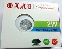 Polycab Pearl LED SPOT Light Slim 2 Watts Flush Mount Ceiling Lamp (Warm White, Yellow).(Plastic)