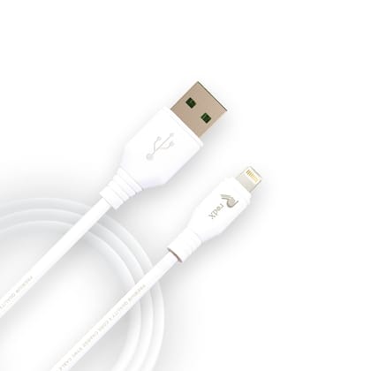 rodX 3A Charging Gold Plated 8 pin Lightning to USB PVC Charging Cable, Tinned Copper 4 Core, 480 Mbps Data Transmission Speed Compatible for iPhone, 4 feet 1.2 M Long (White Color)