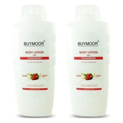 BUYMOOR Strawberry Deep Nourishing Skin Brightening Body Lotion Men & Women 650 ML.Pack of 2.