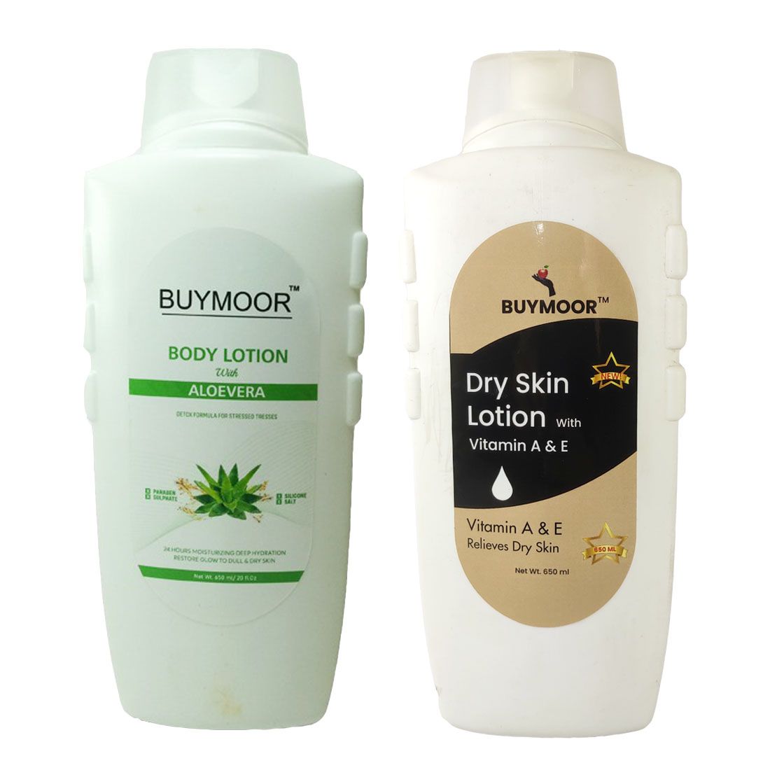 BUYMOOR Aleovera & Vitamin A & E Deep Nourishing Skin Brightening Body Lotion Men & Women 1300 ML(Pack Of 2).