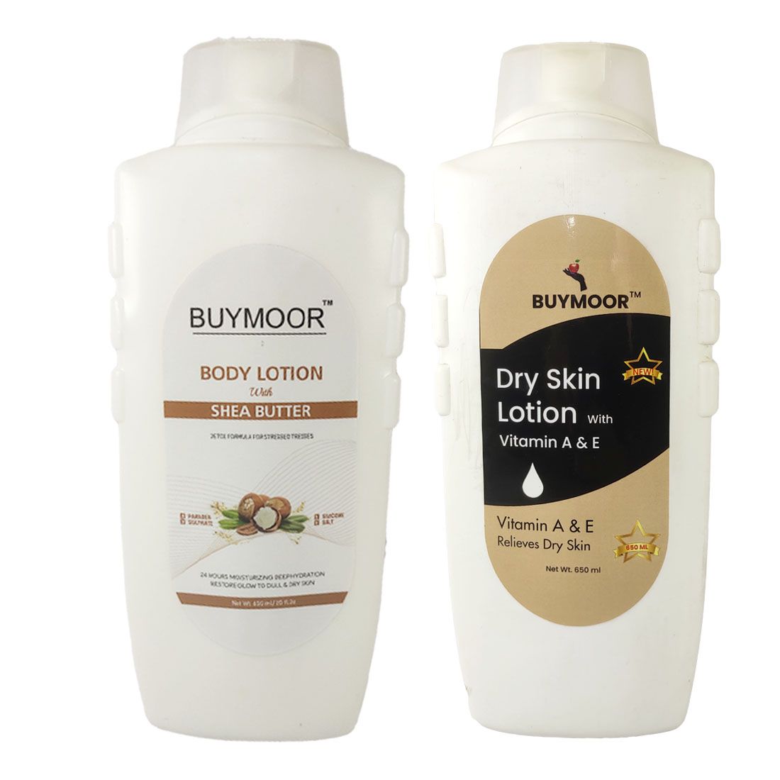 BUYMOOR Shea Butter and Vitamin A & E Deep Nourishing Skin Brightening Body Lotion Men & Women 1300 ML(Pack Of 2).