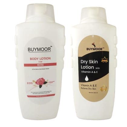 BUYMOOR Rose and Vitamin A & E Deep Nourishing Skin Brightening Body Lotion Men & Women 1300 ML(Pack Of 2).