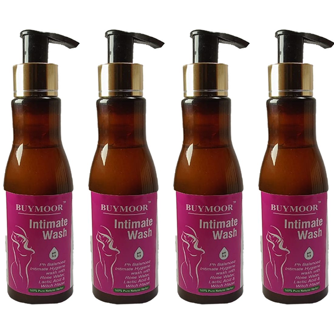 BUYMOOR Natural &  alcohol free, pH Balanced Intimate Wash For Women 800 ML (Pack Of 4)